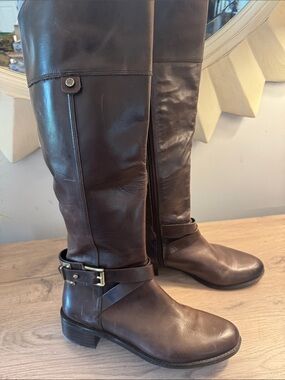 Vince Camuto Dark Brown Leather Riding Over-the-Knee Boots
